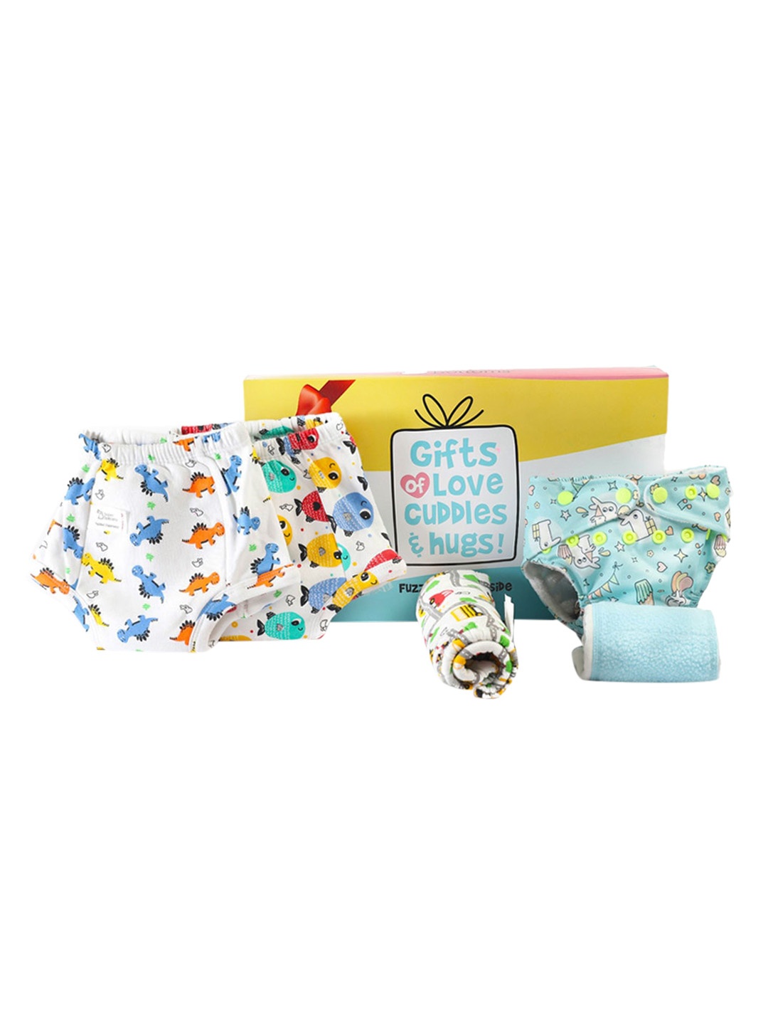 

SuperBottoms Infants 5-Pcs Printed Pure Organic Cotton Baby Apparel Gift Set, Blue