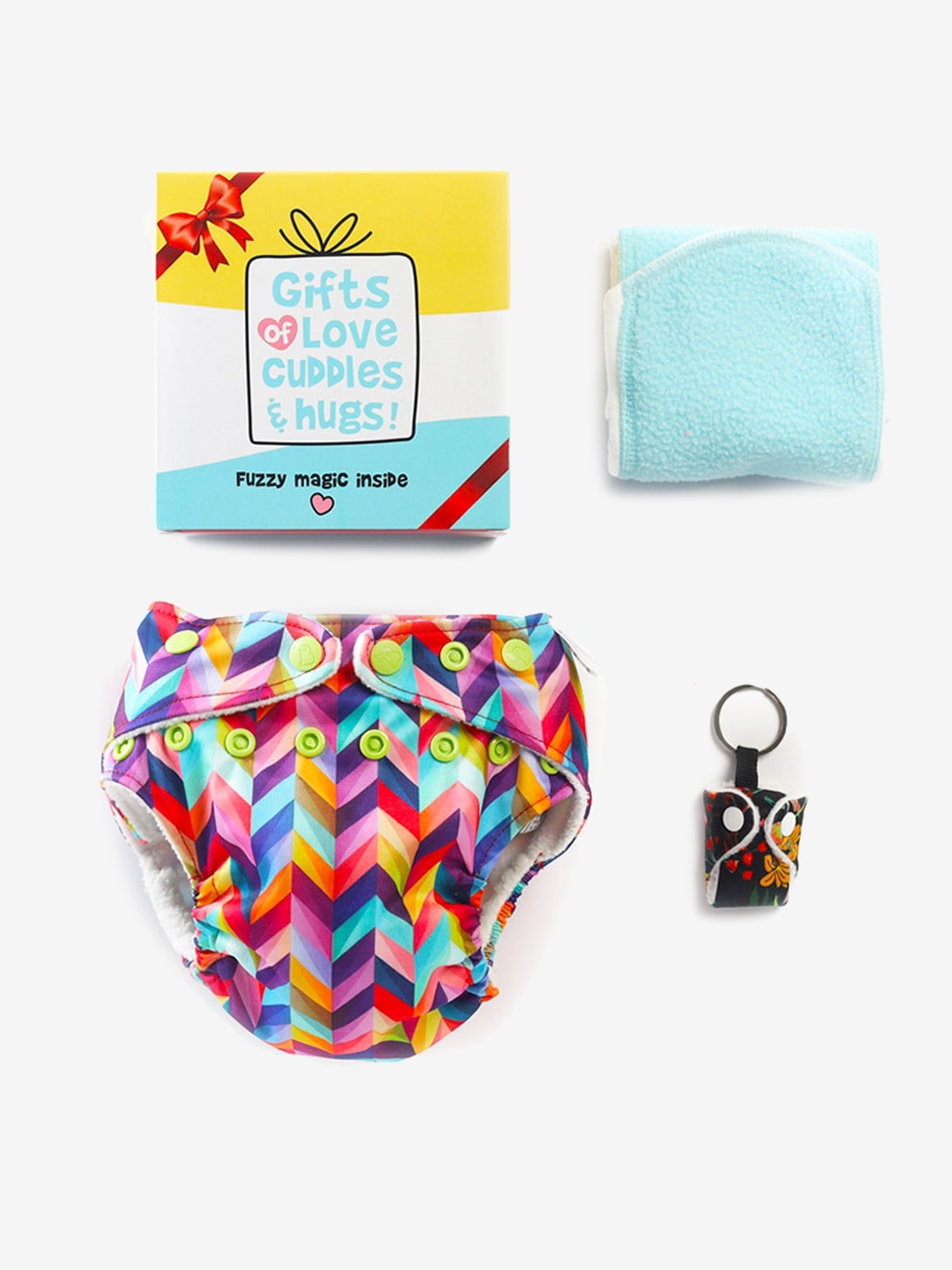 

SuperBottoms Infants Pure Cotton UNO Cloth Diaper And Booster Pad With Miniature Key Chain, Blue