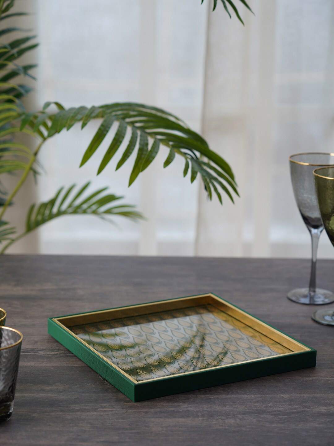 

Pure Home and Living Green Printed Serving Platter