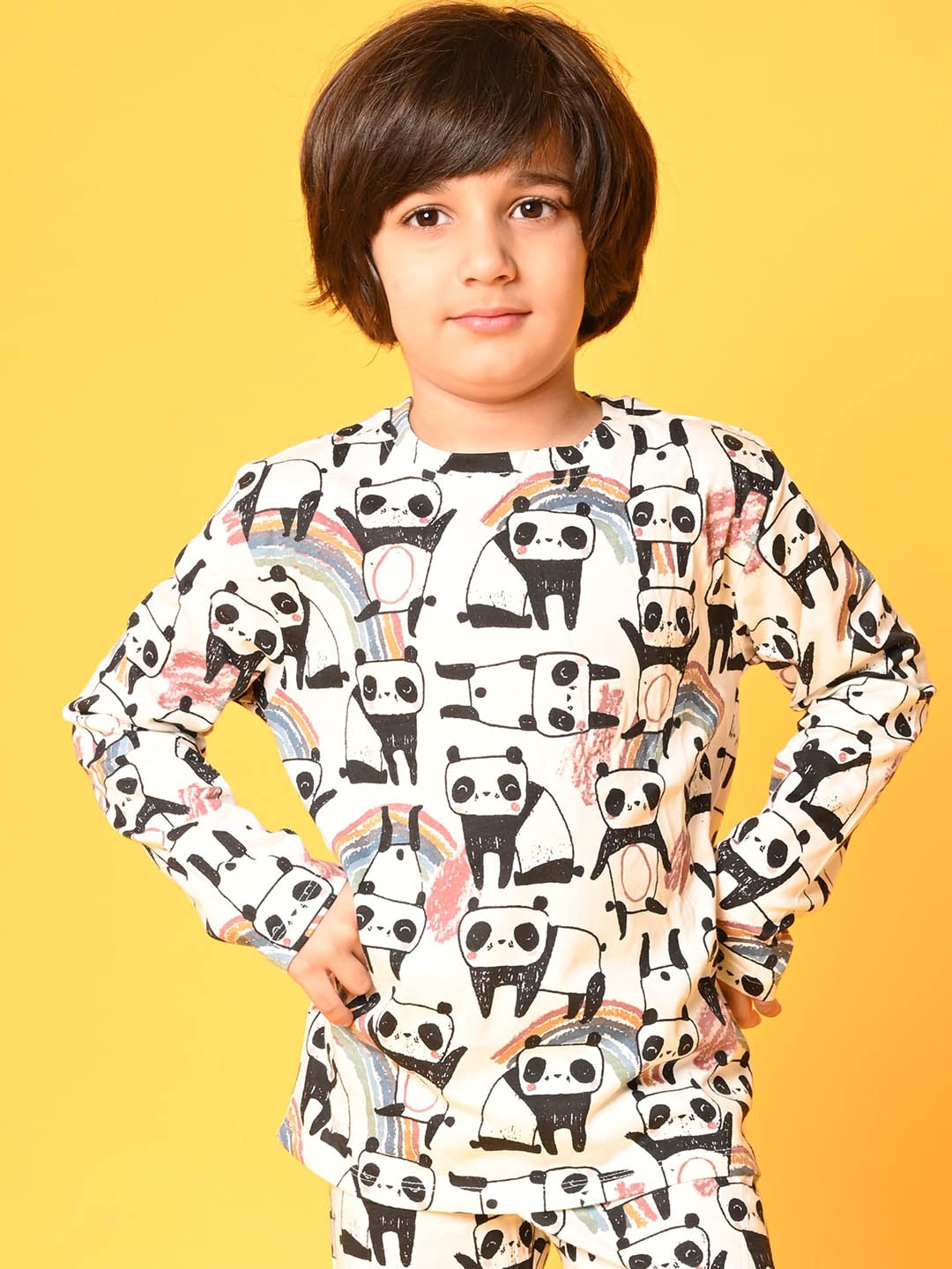 

Anthrilo Boys White & Black Printed Night suit