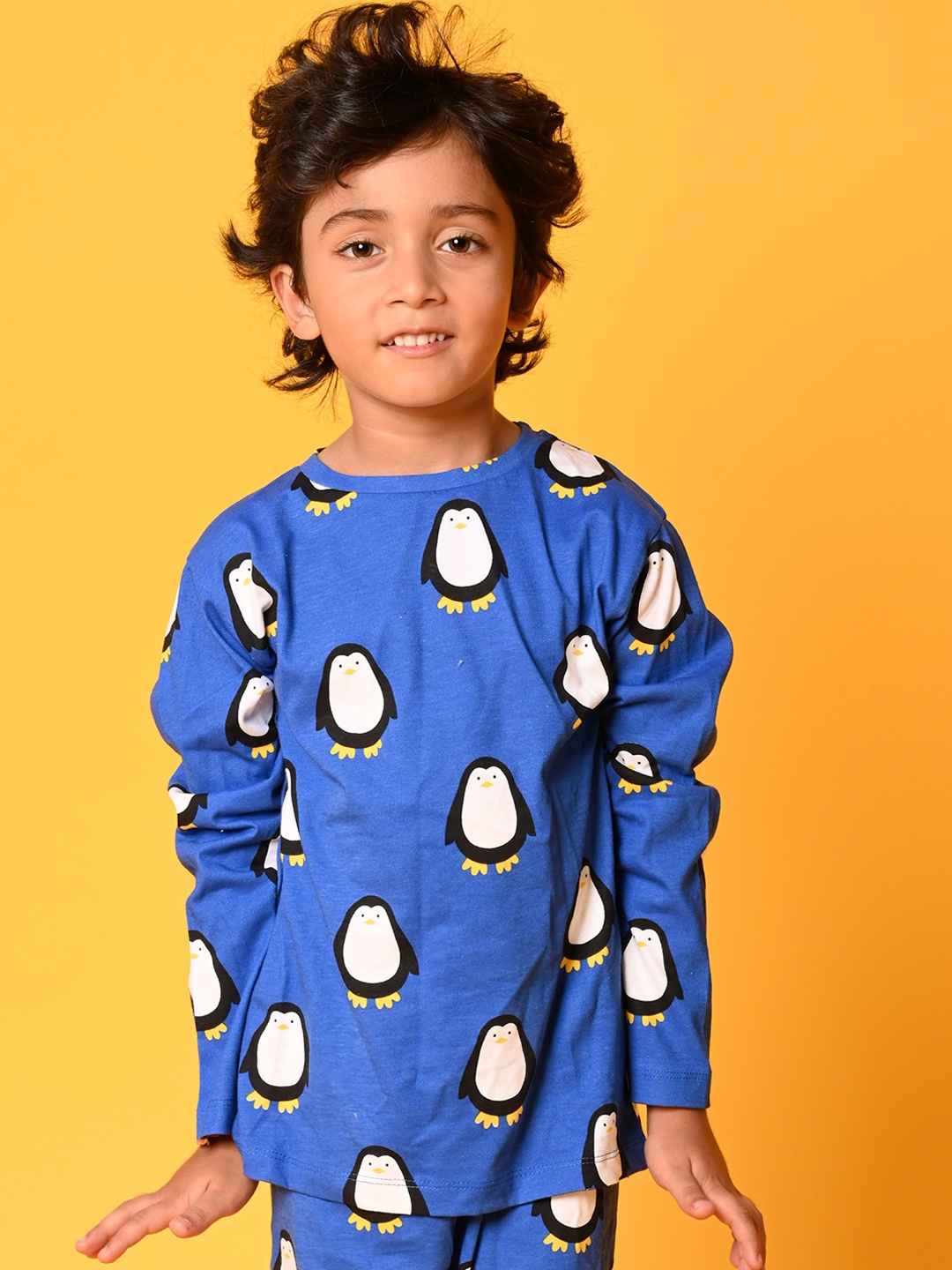 

Anthrilo Boys Blue & White Printed Cotton Night suit