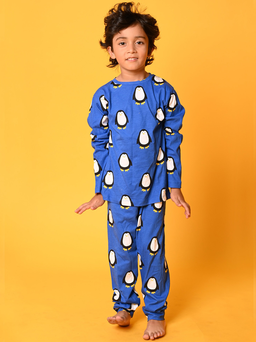 

Anthrilo Boys Blue & White Printed Cotton Night suit