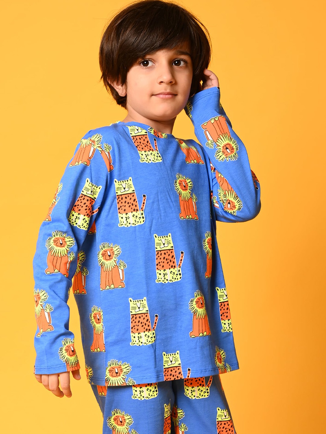 

Anthrilo Boys Blue & Orange Printed Night suit