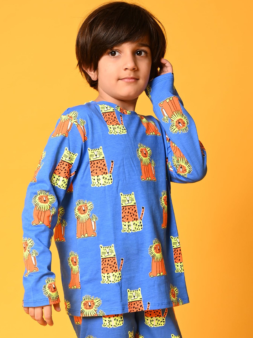

Anthrilo Boys Printed Pure Cotton Night Suit, Blue
