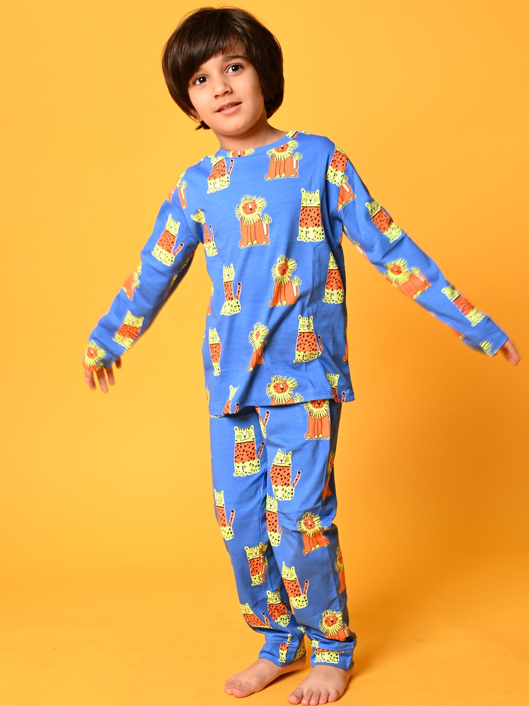 

Anthrilo Boys Printed Pure Cotton Night Suit, Blue