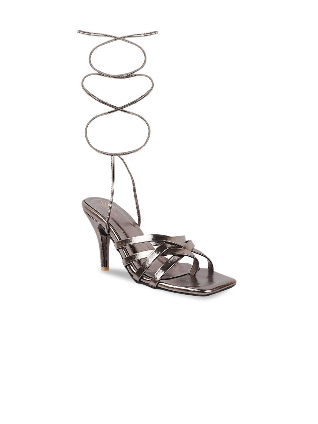 

THE WHITE POLE Grey Lace-Ups Platform Heels