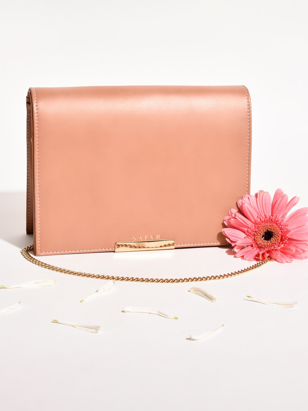 

SAFYR Peach-Coloured Structured Sling Bag