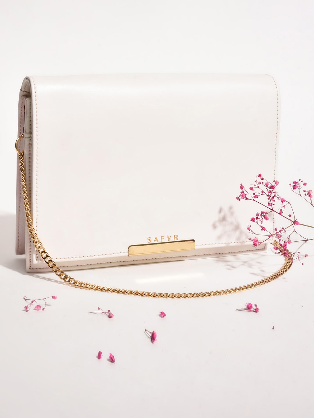 

SAFYR White Structured Leather Sling Bag