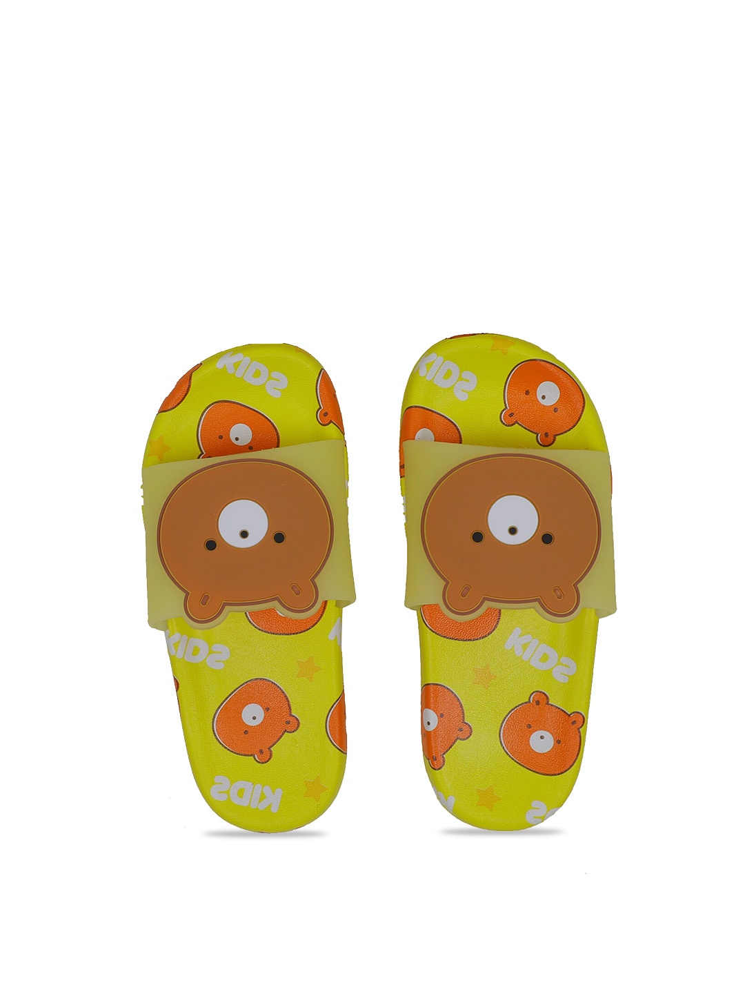 

FEETWELL SHOES Unisex Kids Yellow & Orange Printed Croslite Sliders