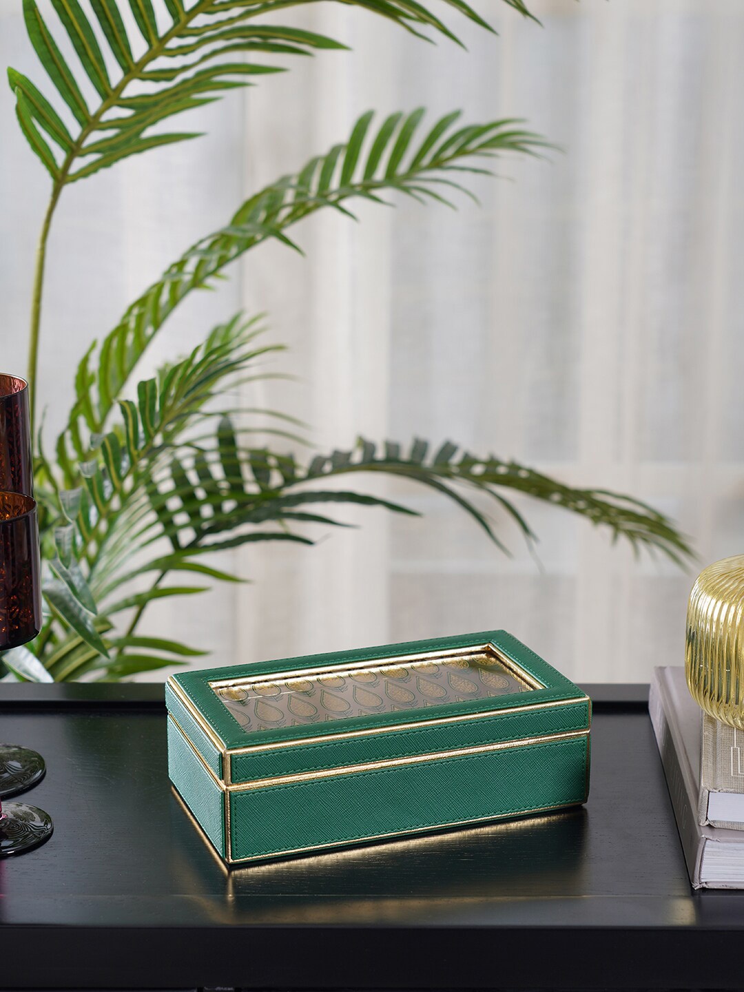 

Pure Home and Living Green Printed Jewellery Organisers