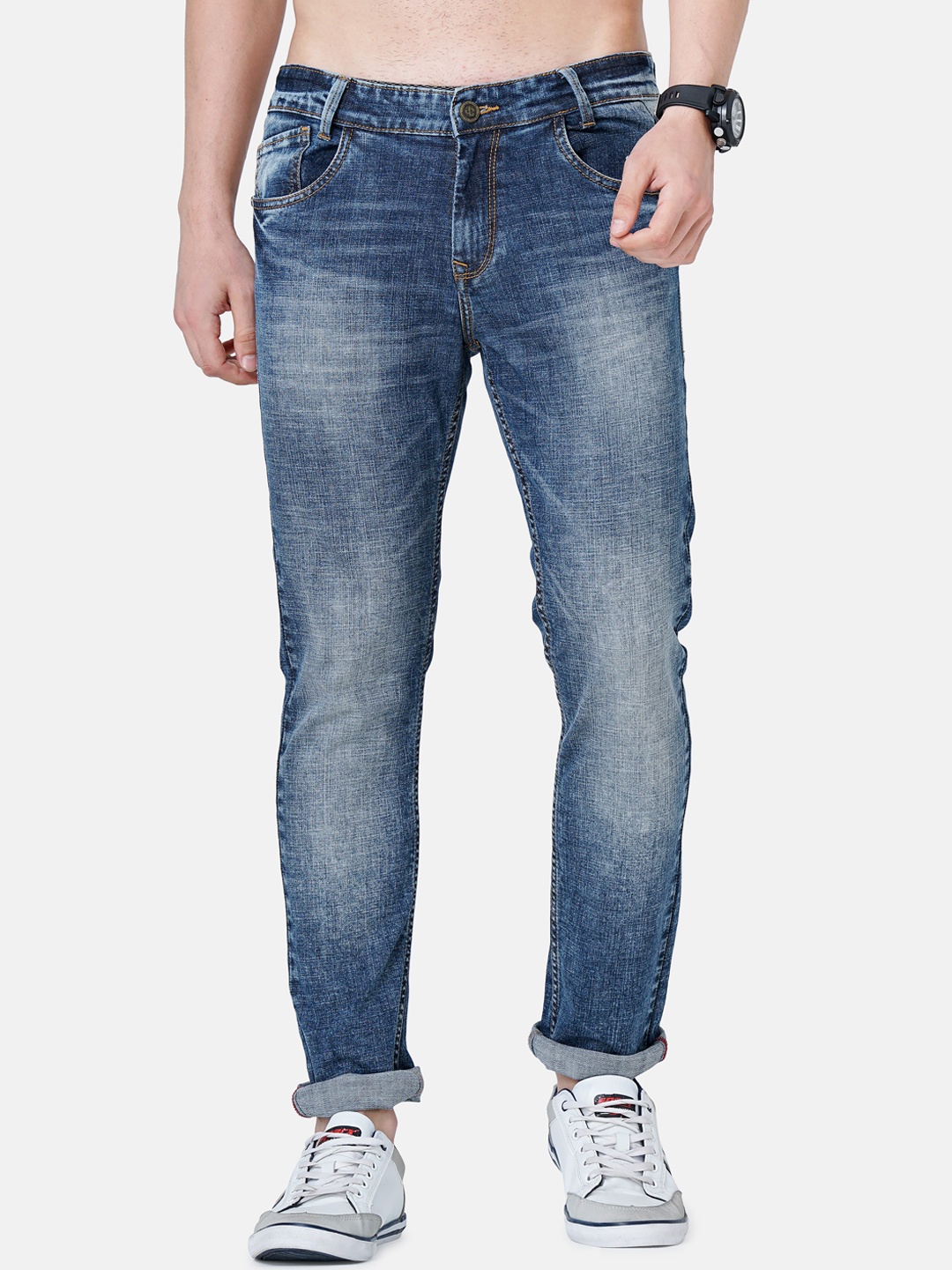 

Jean Cafe Men Blue Jean Slim Fit Heavy Fade Stretchable Jeans
