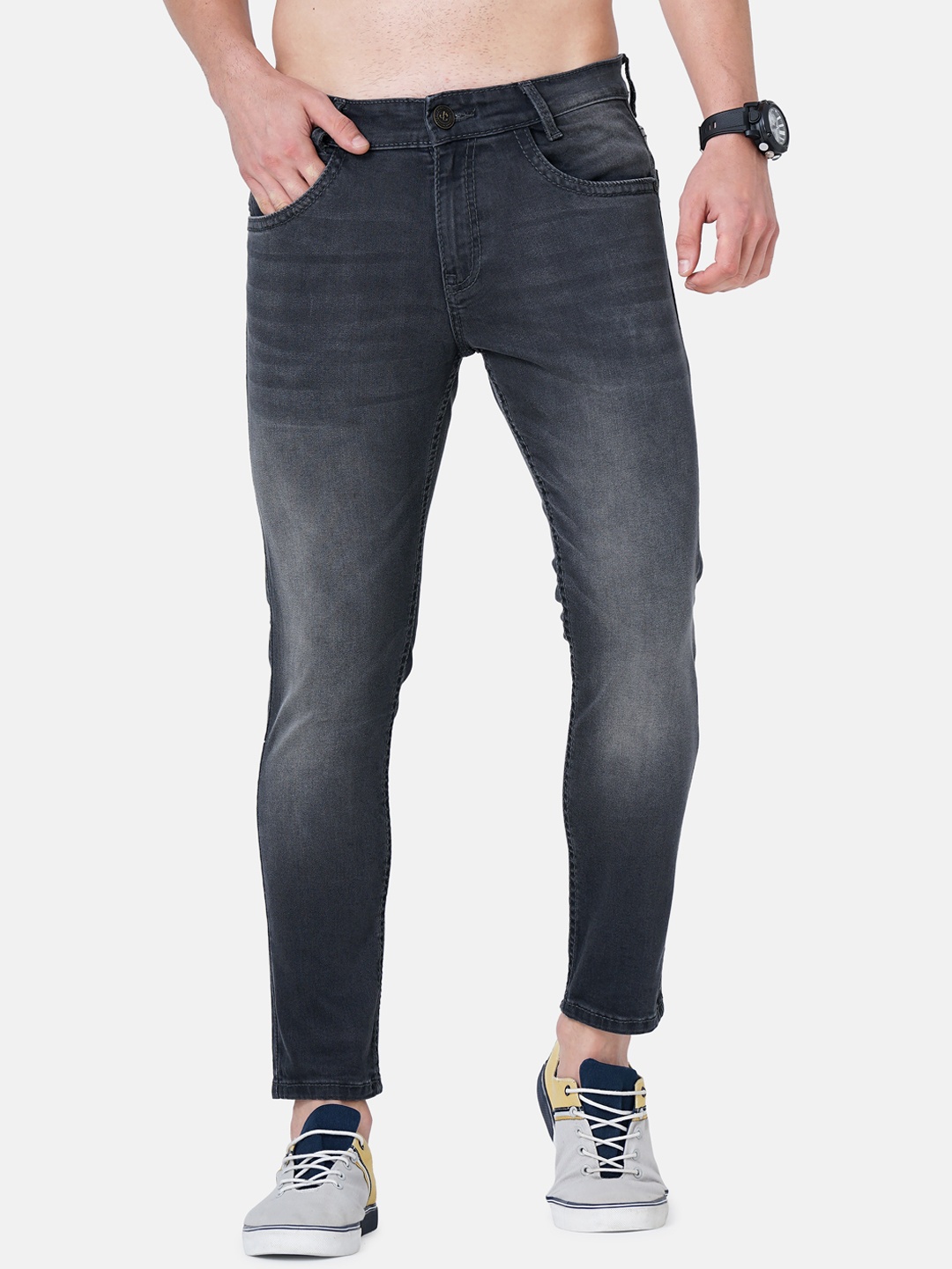 

Jean Cafe Men Grey Jean Skinny Fit Heavy Fade Stretchable Jeans