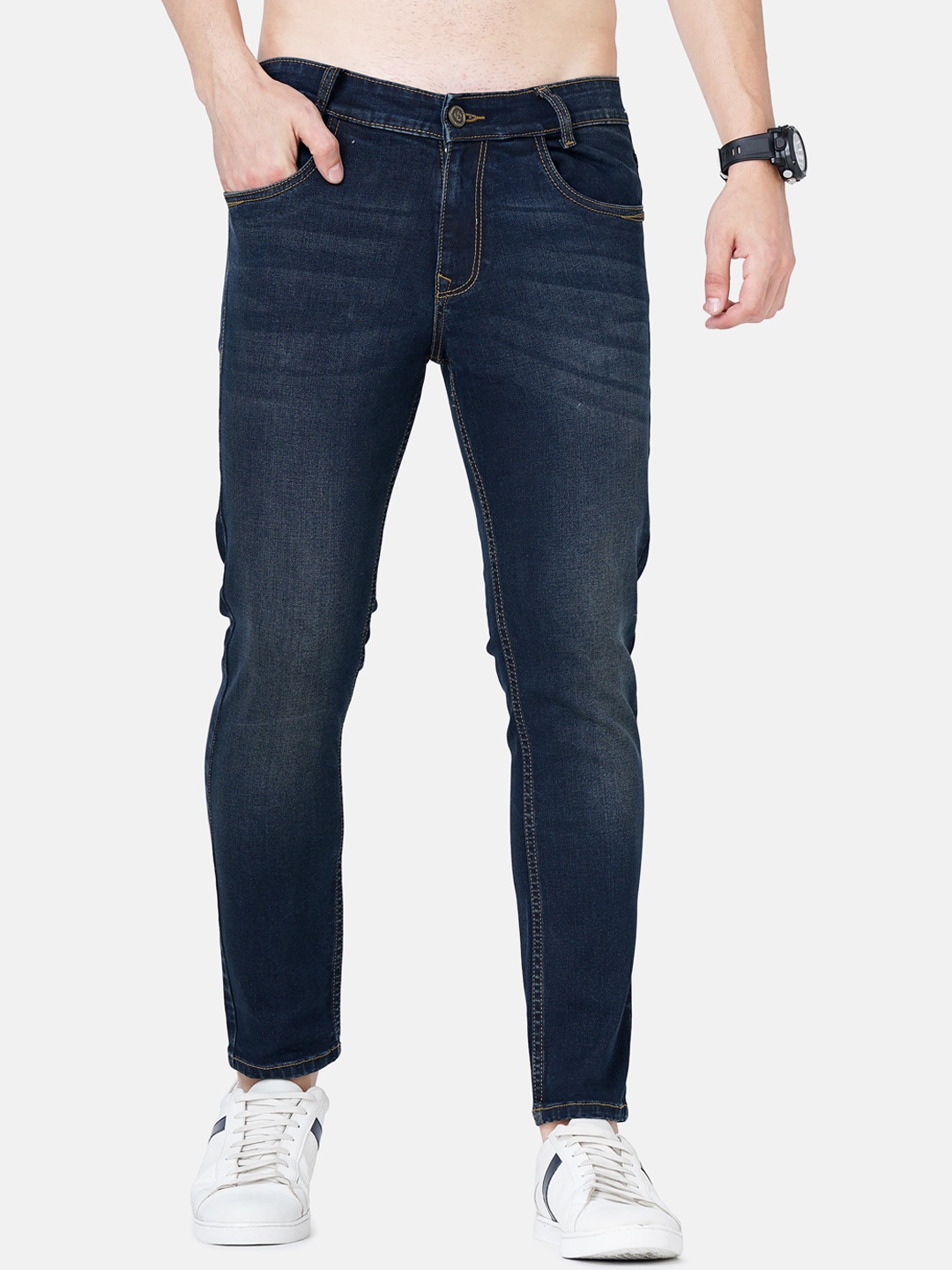 

Jean Cafe Men Navy Blue Jean Skinny Fit Light Fade Stretchable Jeans