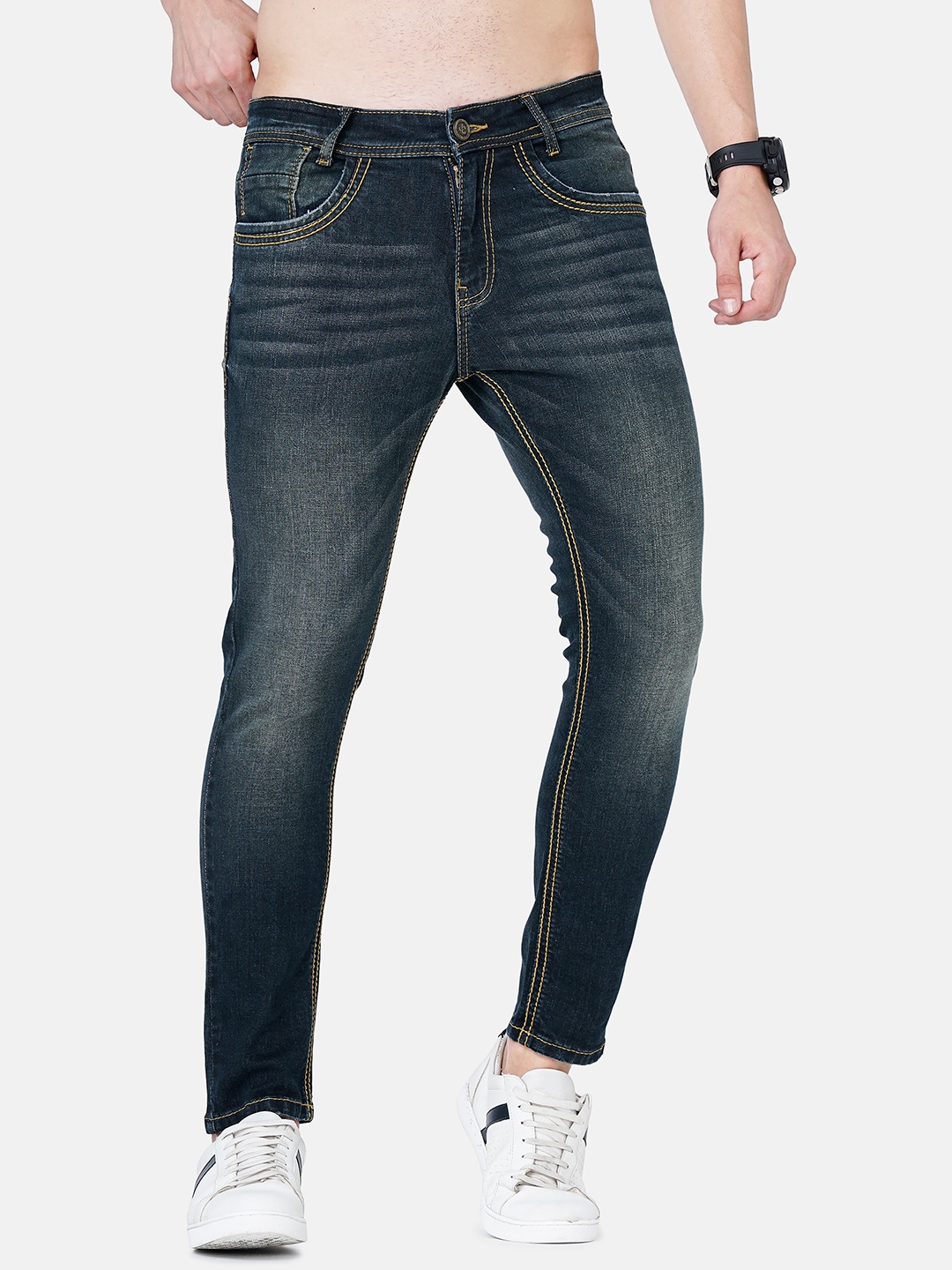 

Jean Cafe Men Blue Jean Skinny Fit Heavy Fade Stretchable Jeans