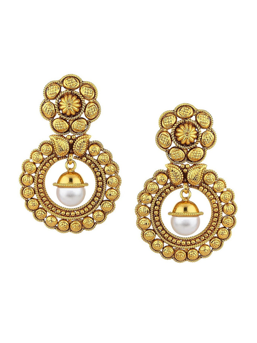 

Adwitiya Collection Women Gold-Plated & White Pearls Drop Earring