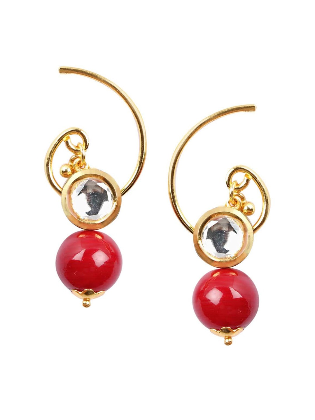 

Adwitiya Collection Red Pearl and Gold Plated Classic Drop Earrings