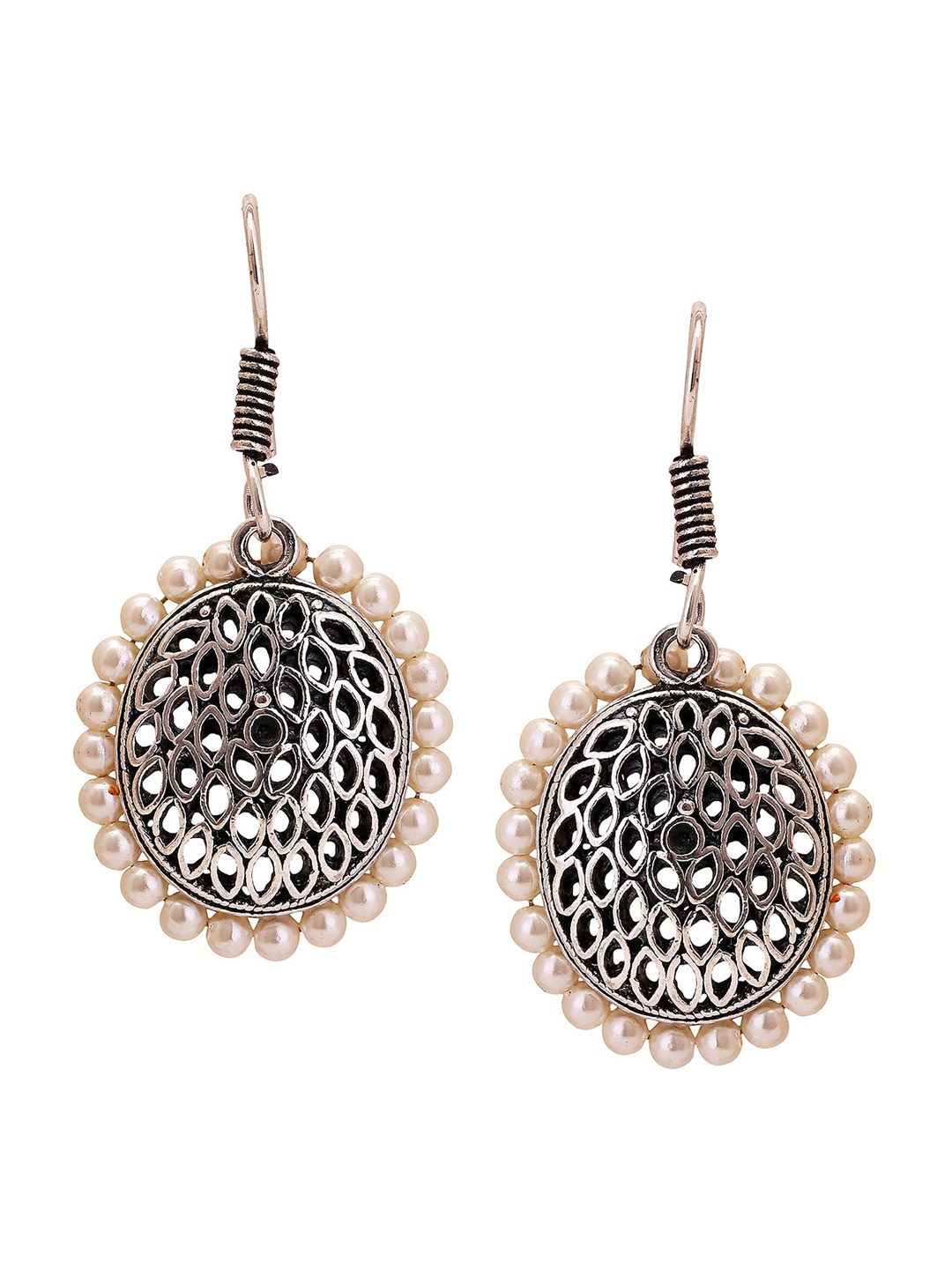 

Adwitiya Collection Silver-Plated & Cream-Coloured Classic Drop Earrings