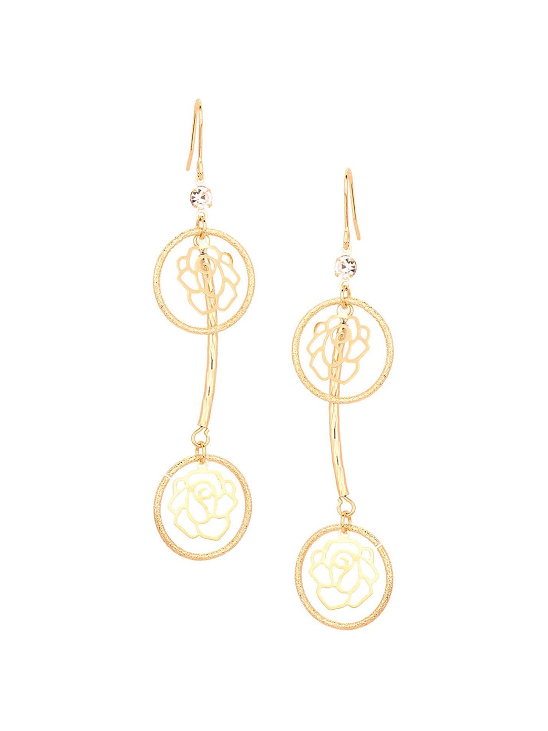 

Adwitiya Collection Women Gold-Plated Floral Drop Earrings