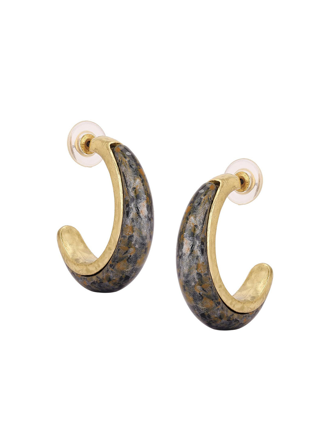 

Adwitiya Collection Women Gold-Plated & Brown Classic Half Hoop Earrings