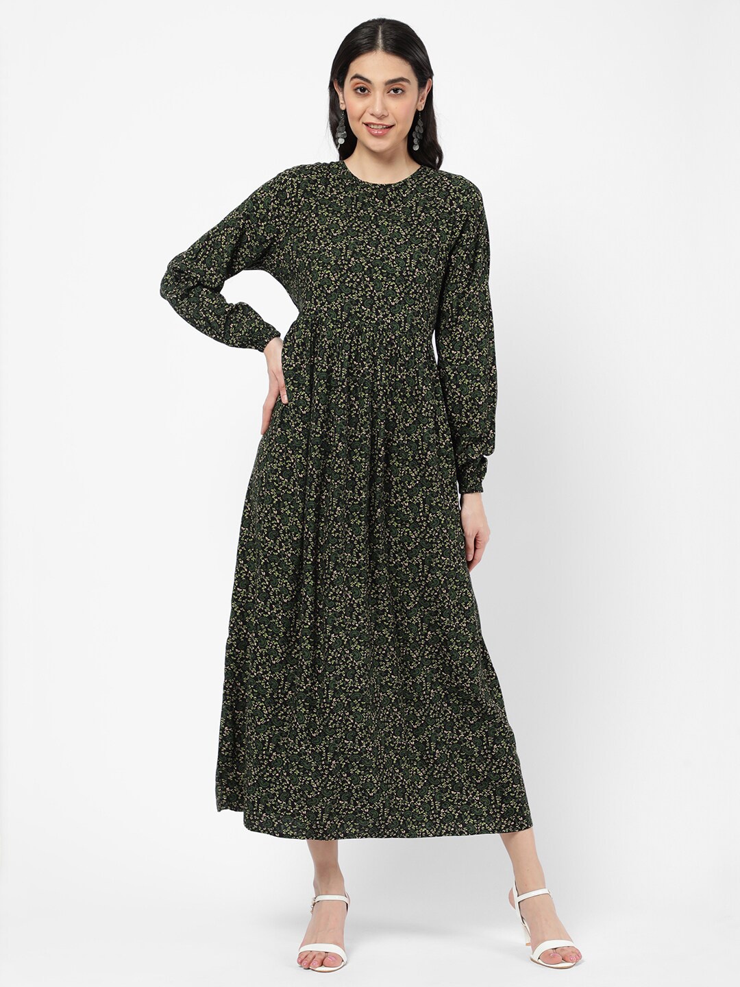 

R&B Women Green Floral Maxi Dress