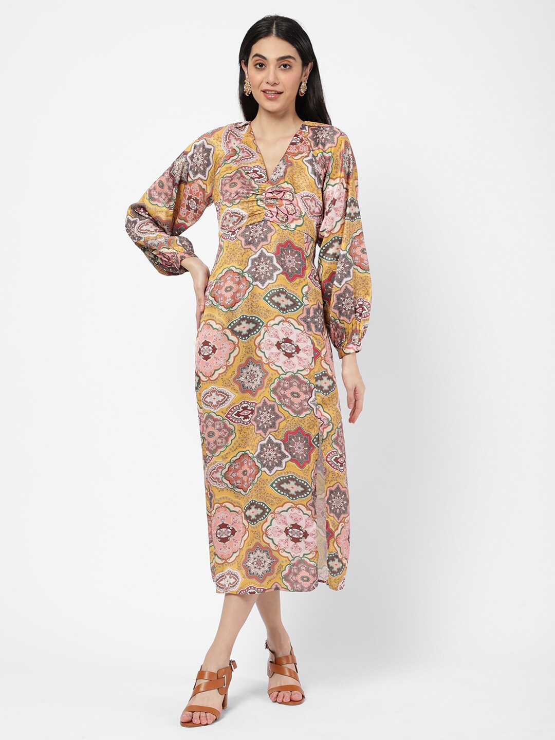 

R&B Women Yellow Ethnic Motifs A-Line Maxi Dress