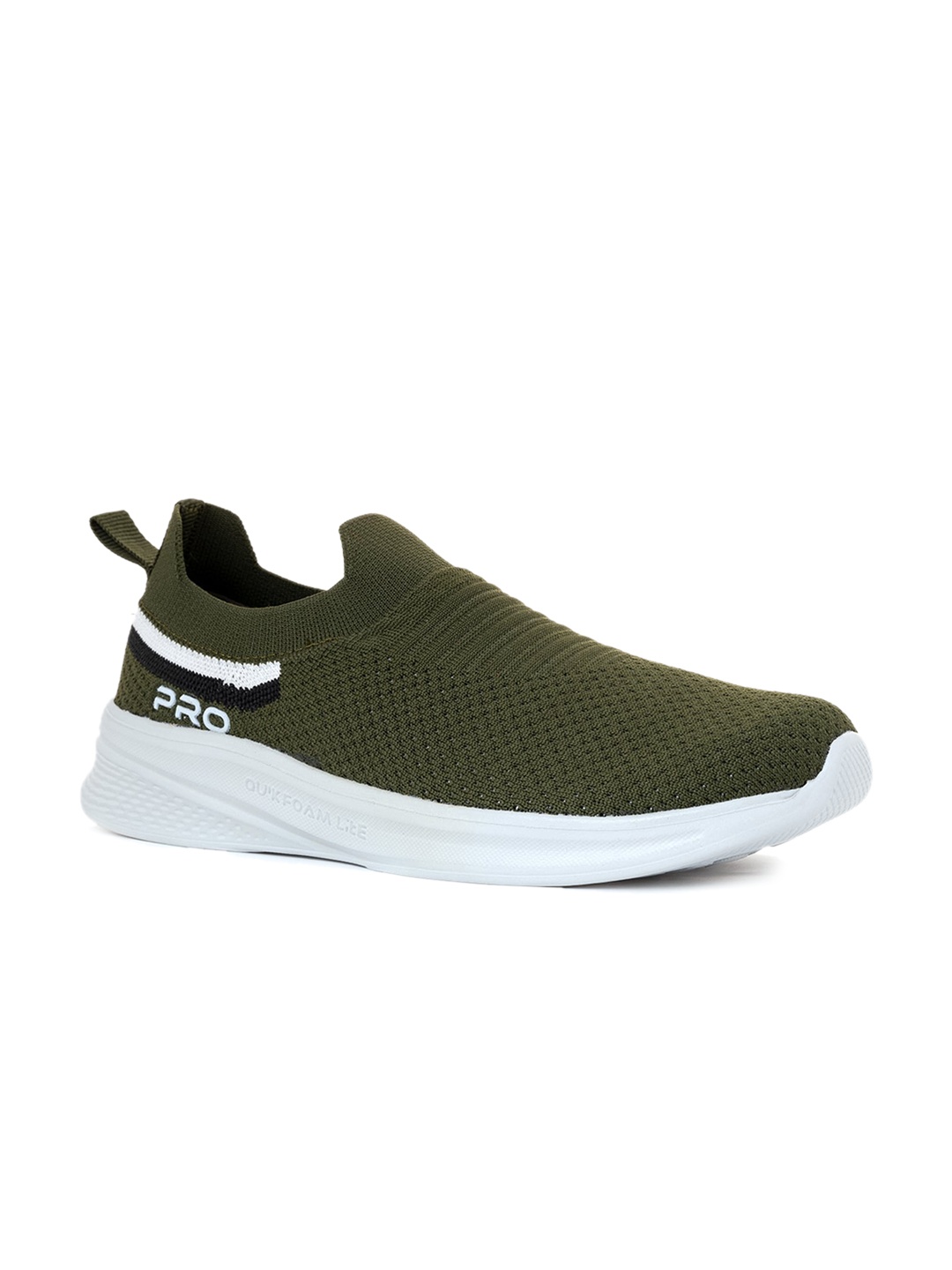 

Khadims Men Olive Green Woven Design Slip-On Sneaker Casual Shoes
