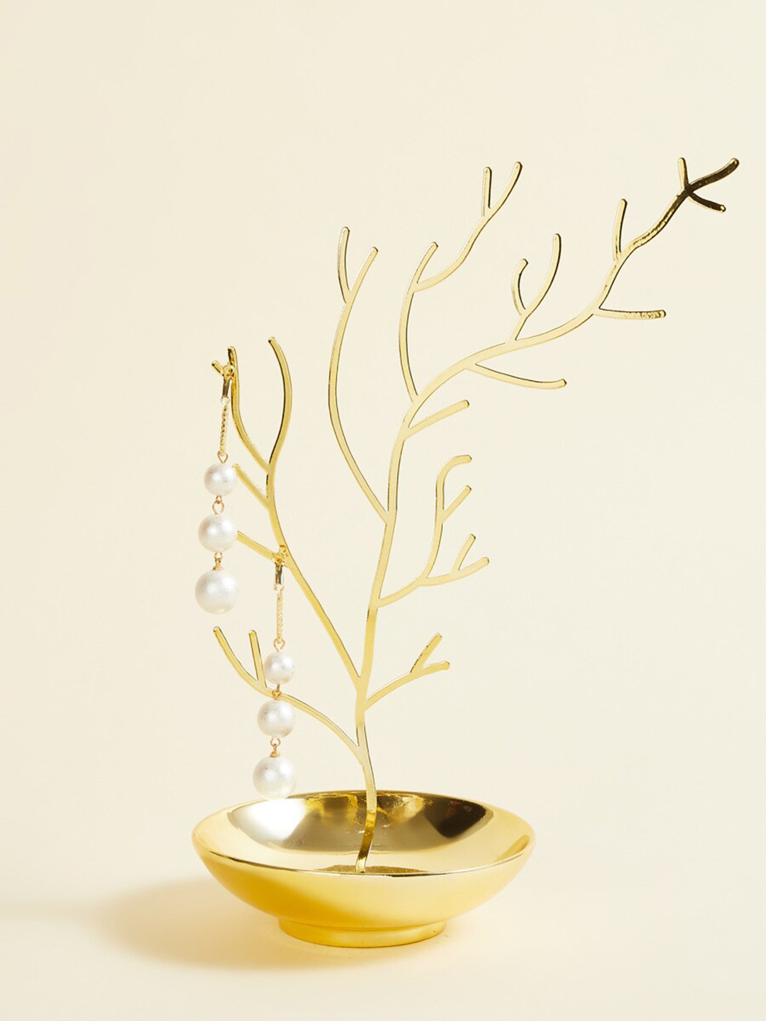 

Home Centre Modern Luxe Gold-Toned Solid Tree-Shaped Ceramic Jewellery Holder Stand