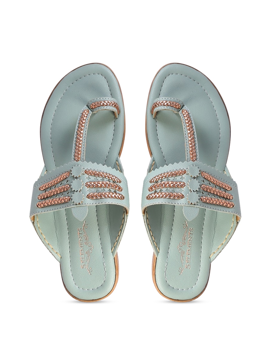 

5 ELEMENTS Women Embellished Ethnic One Toe Flats, Green