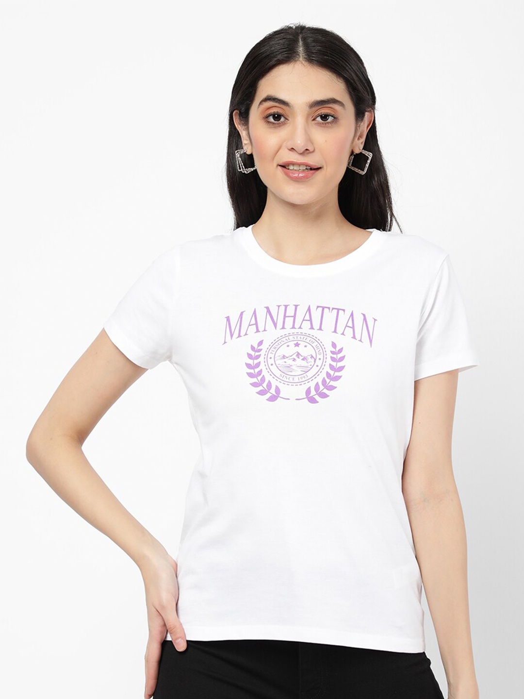 

R&B Women White Typography Printed T-shirt