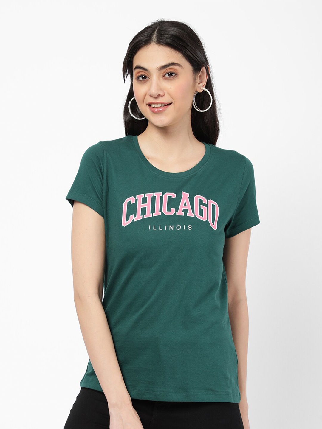 

R&B Women Green Typography Printed T-shirt