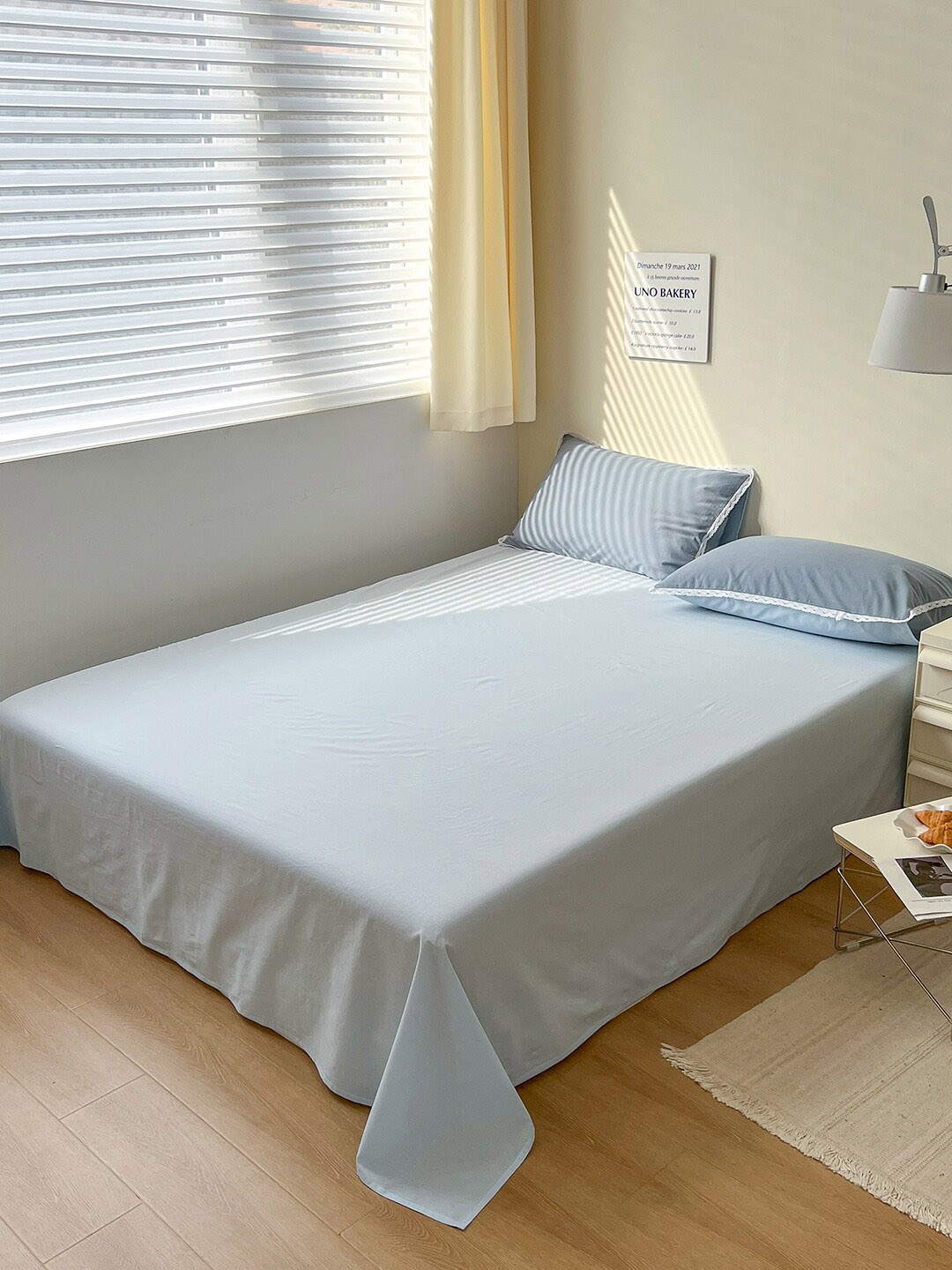 

JC HOME Blue Solid Double Extra Large Bedding Set With 2 Pillow Covers & Quilt Cover