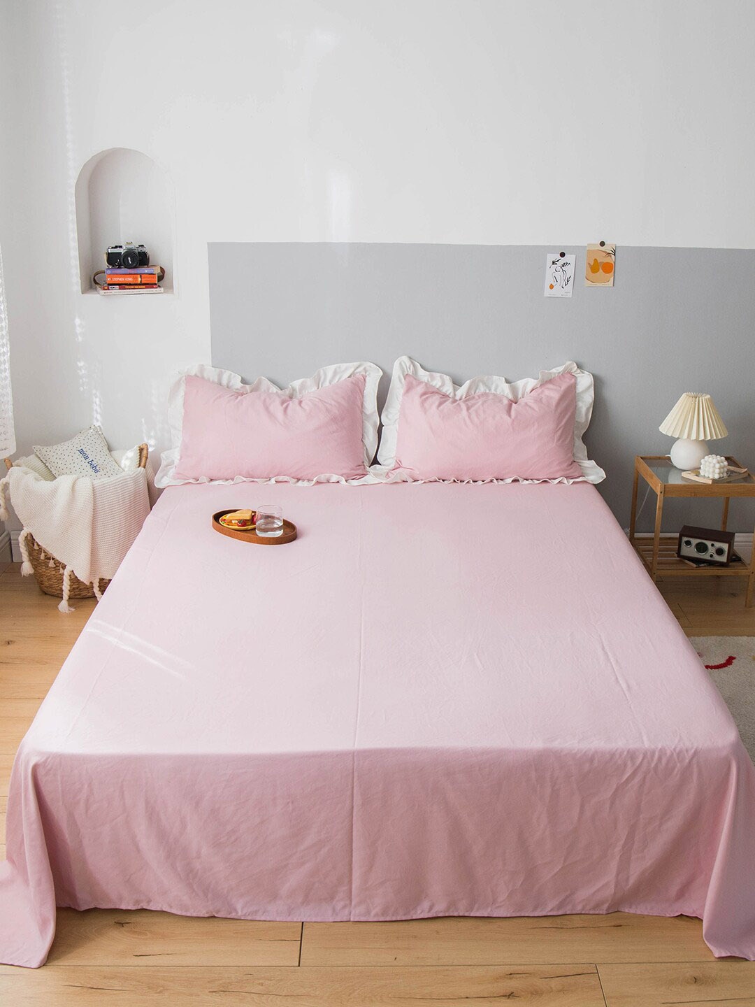 

JC HOME Pink Solid Single Bedding Set