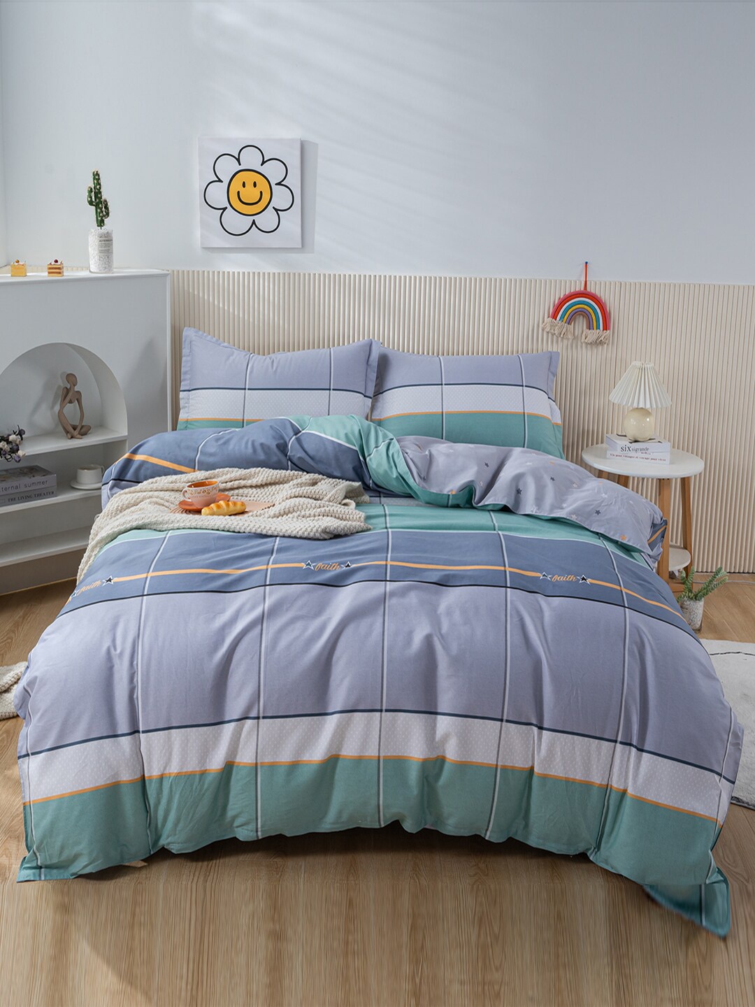 

JC Collection Blue & White Printed Pure Cotton Bedding Set