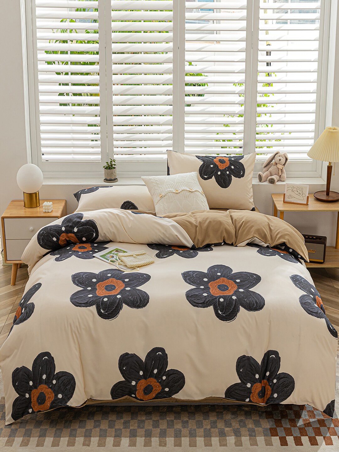 

JC Collection Brown & Beige Printed Single Pure Cotton Bedding Set