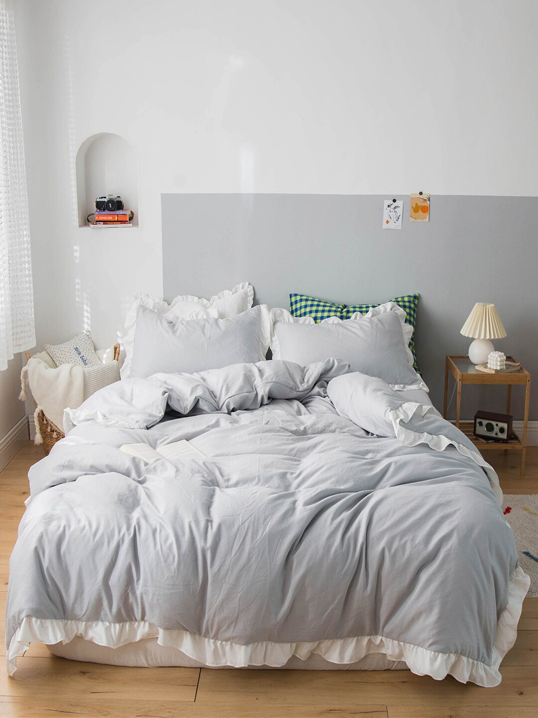 

JC Collection Grey Solid Double King Bedding Set