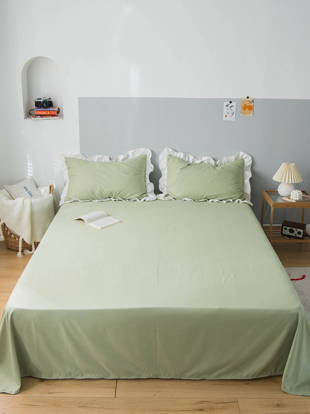 

JC Collection Green Solid Double Queen Bedding Set