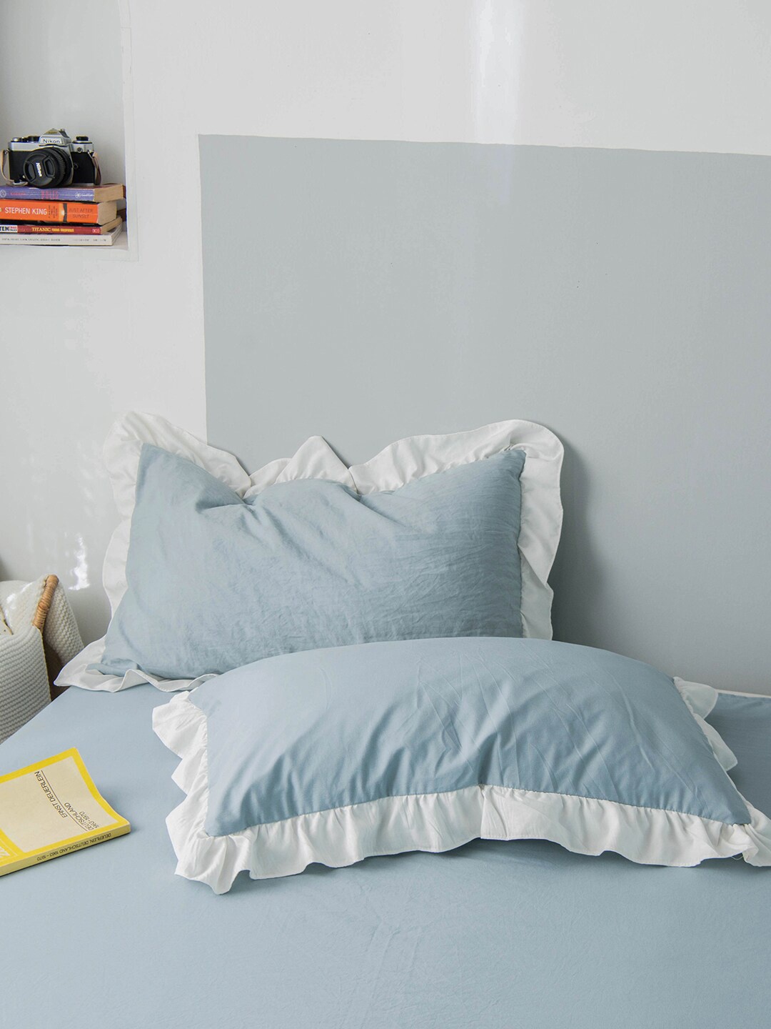 

JC Collection Blue Solid Single Cotton Bedding Set
