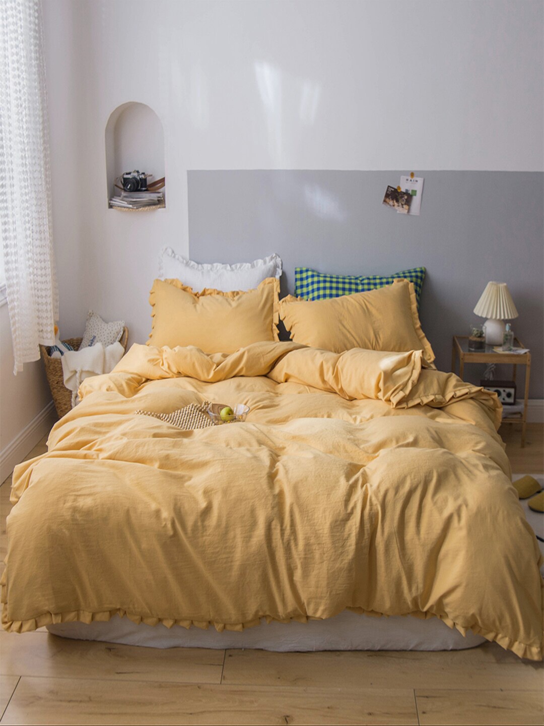 

JC Collection Yellow Solid Cotton Bedding Set