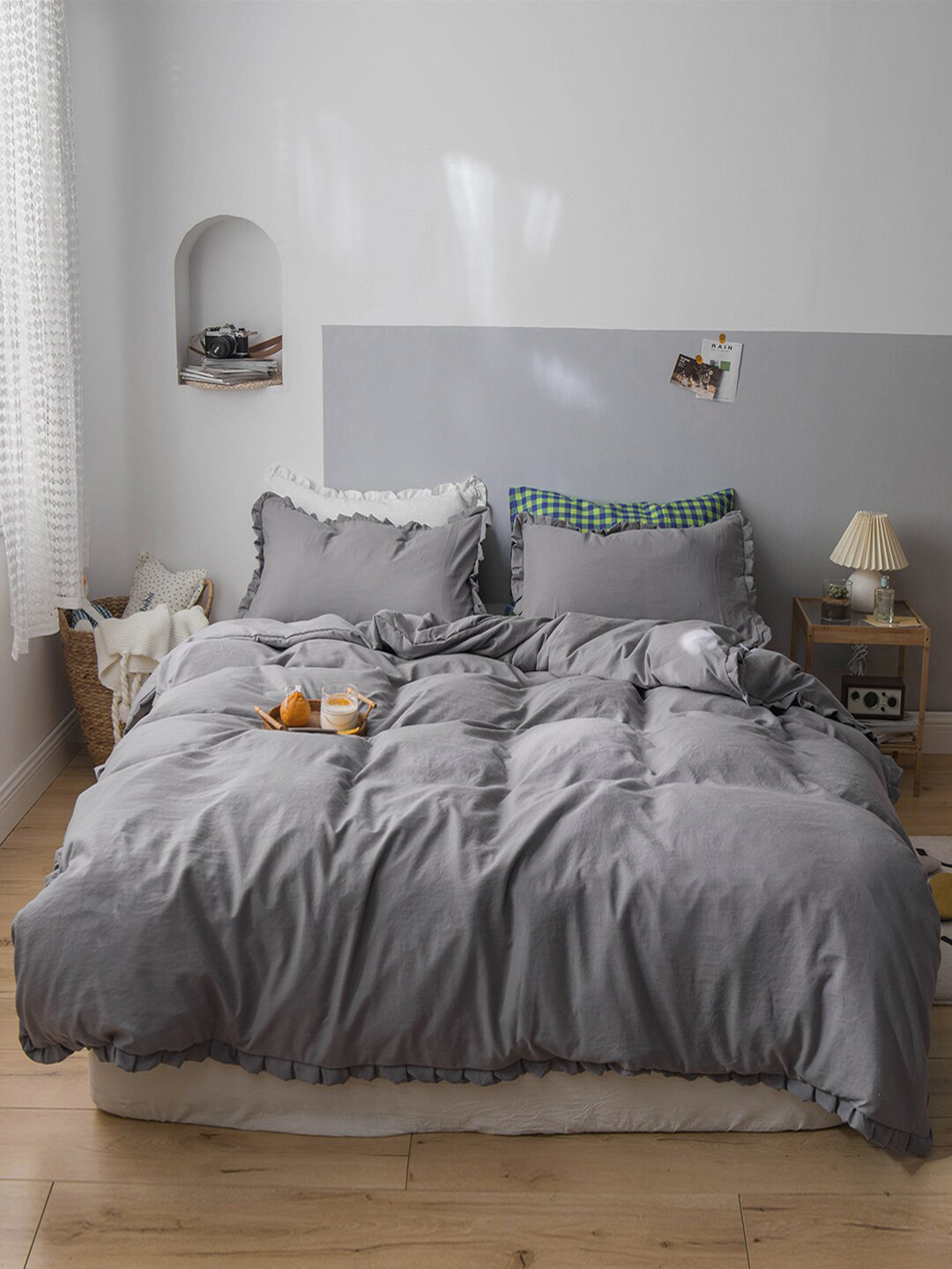 

JC Collection Grey Solid Double Extra Large Bedding Set