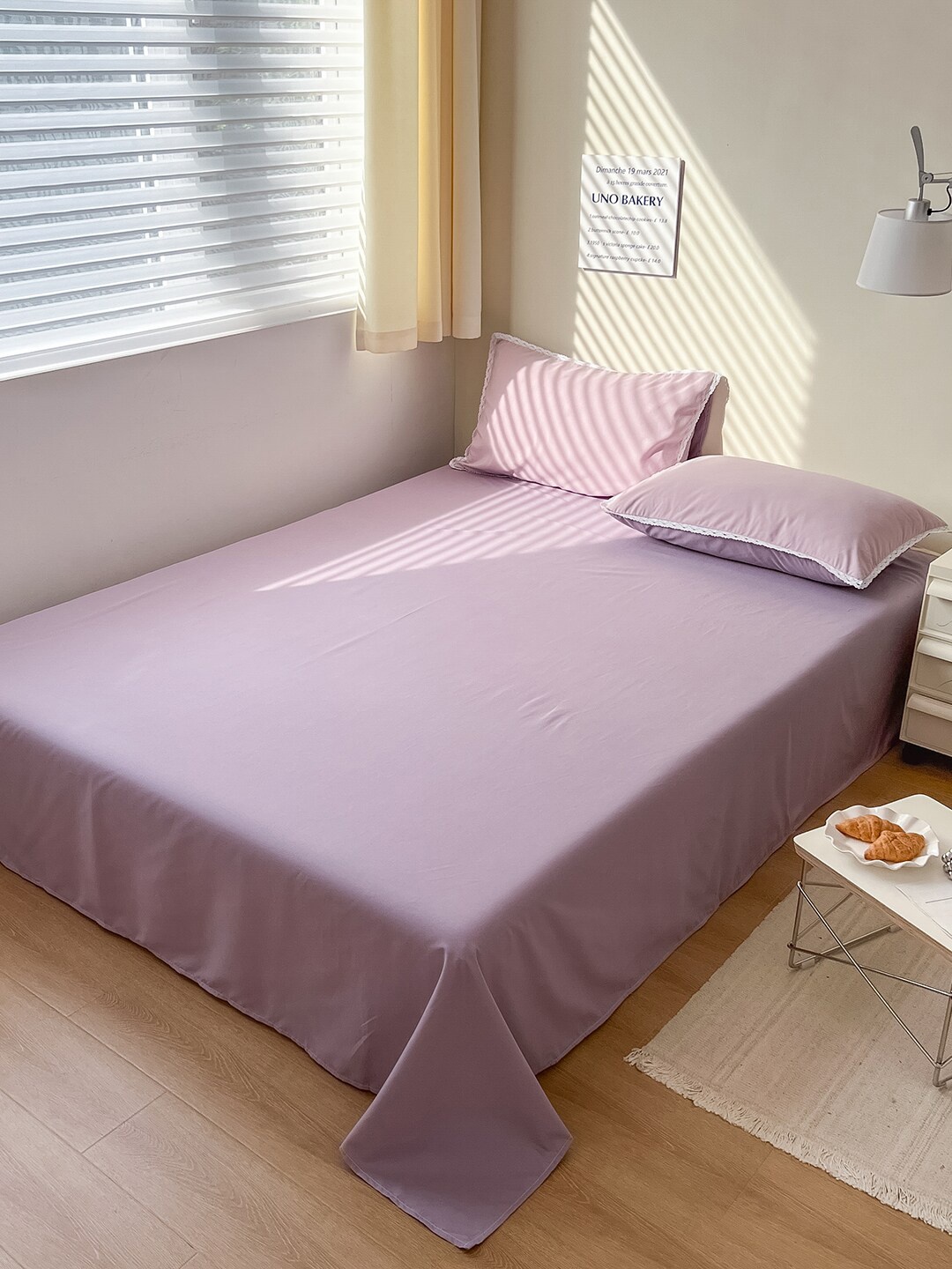 

JC Collection Purple Solid Double Queen Bedding Set