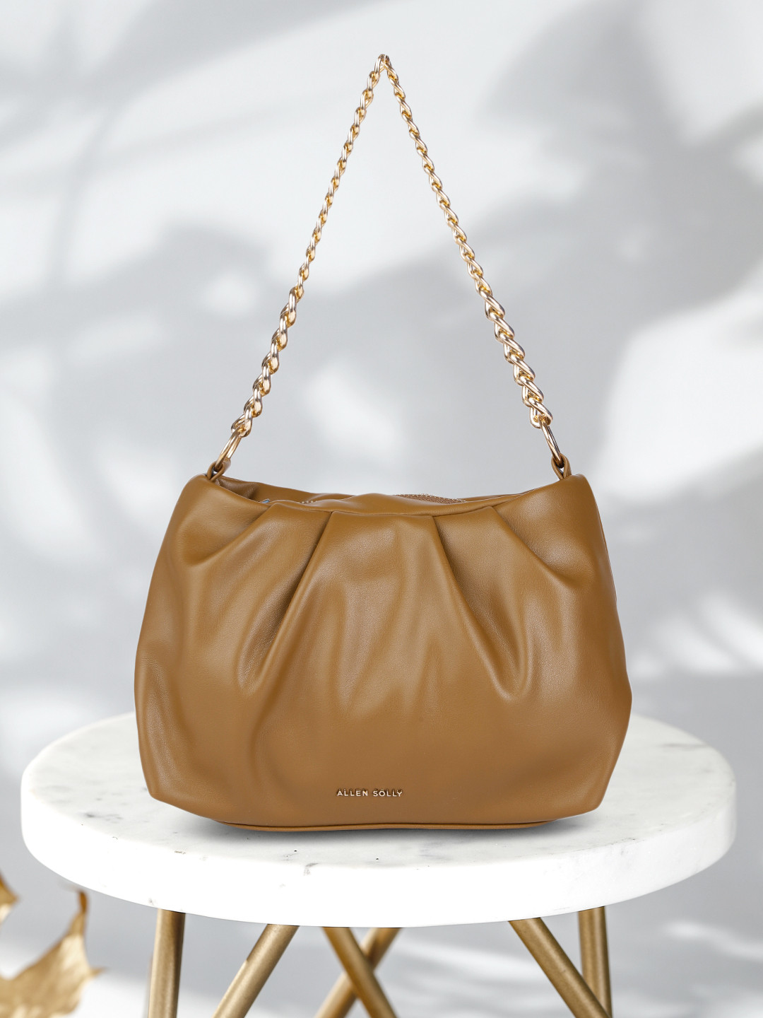 

Allen Solly Tan Brown Solid Hobo Bag