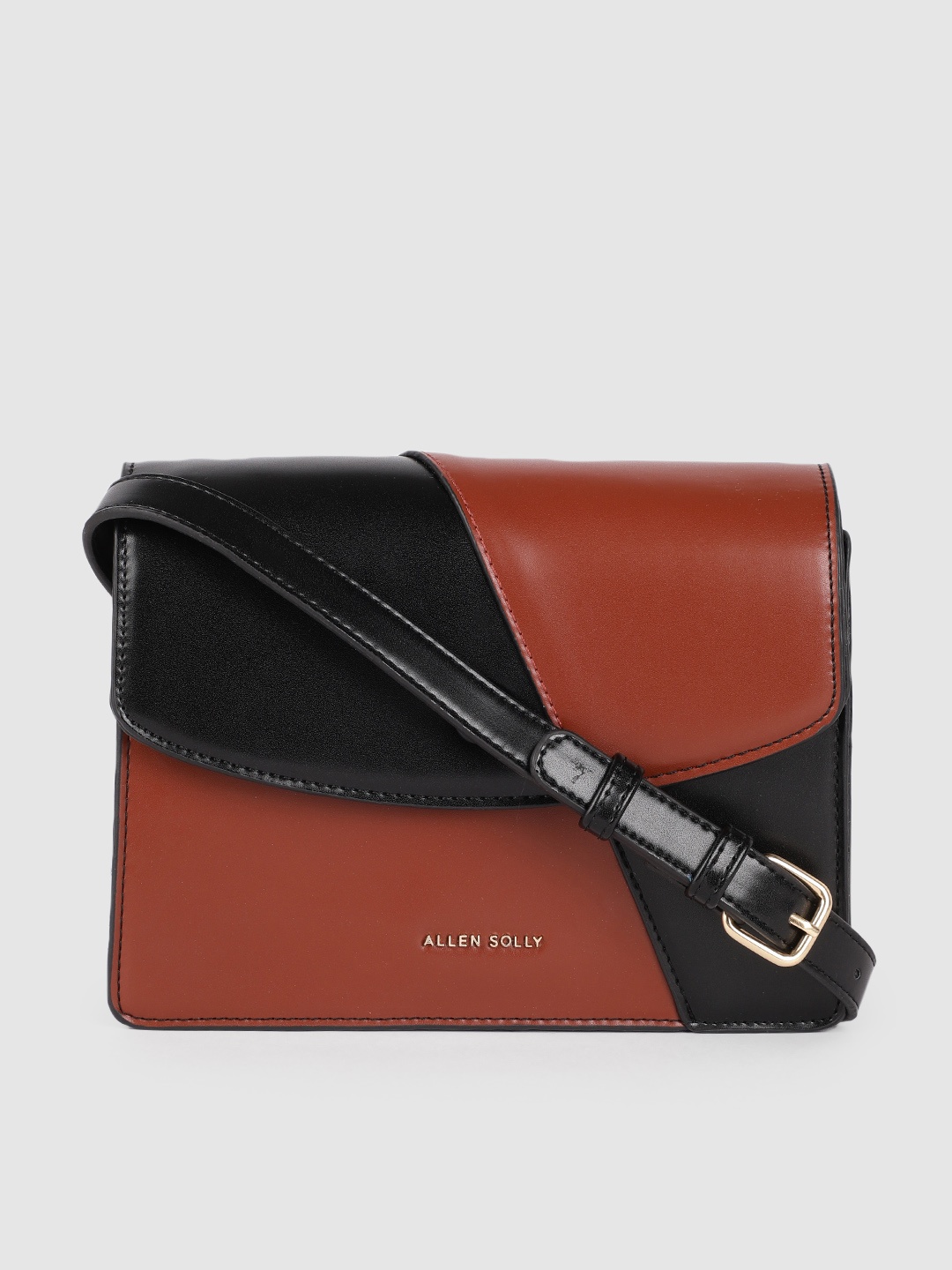 

Allen Solly Black & Tan Brown Colourblocked Sling Bag