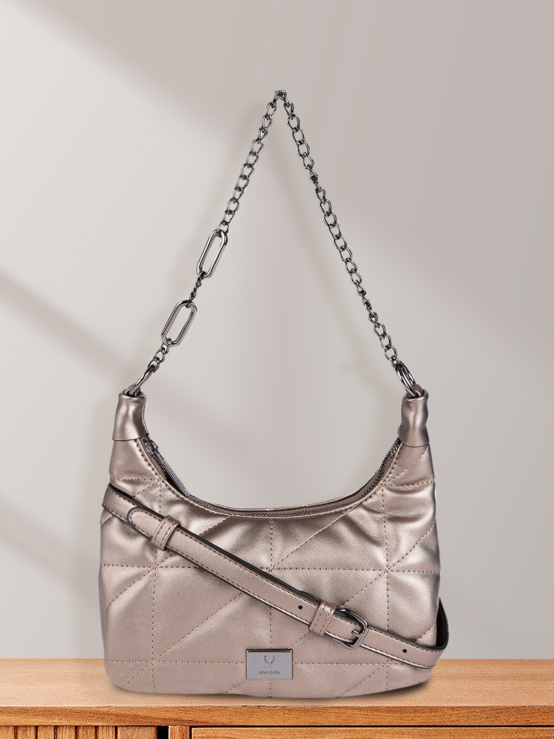 

Allen Solly Grey Solid Hobo Bag