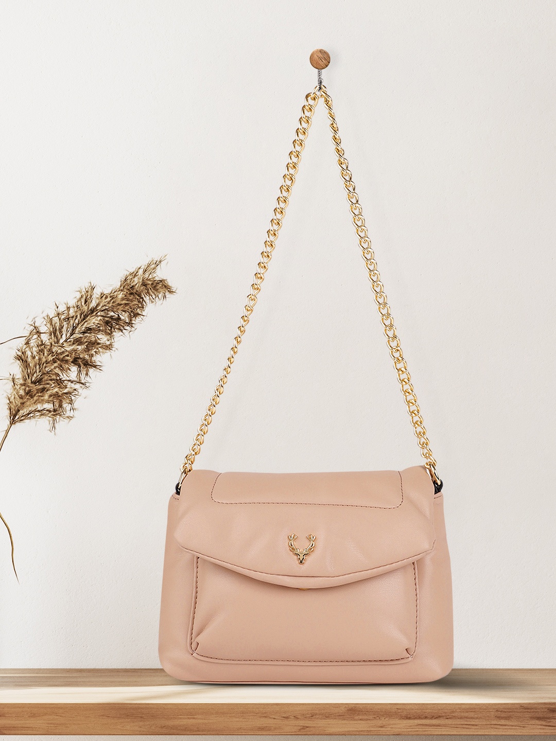 

Allen Solly Nude-Coloured Structured Handheld Bag