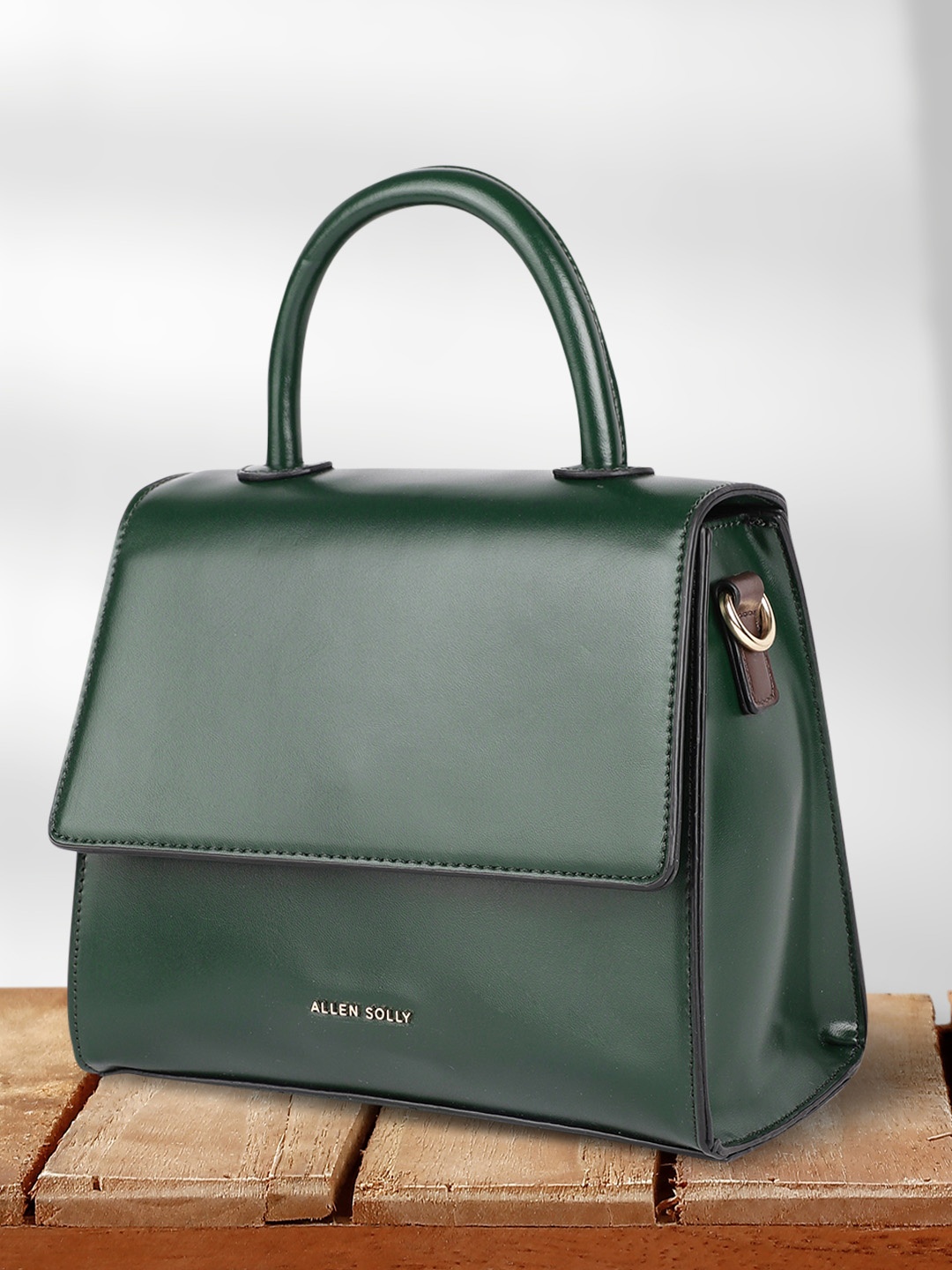 

Allen Solly Green Solid PU Regular Structured Satchel