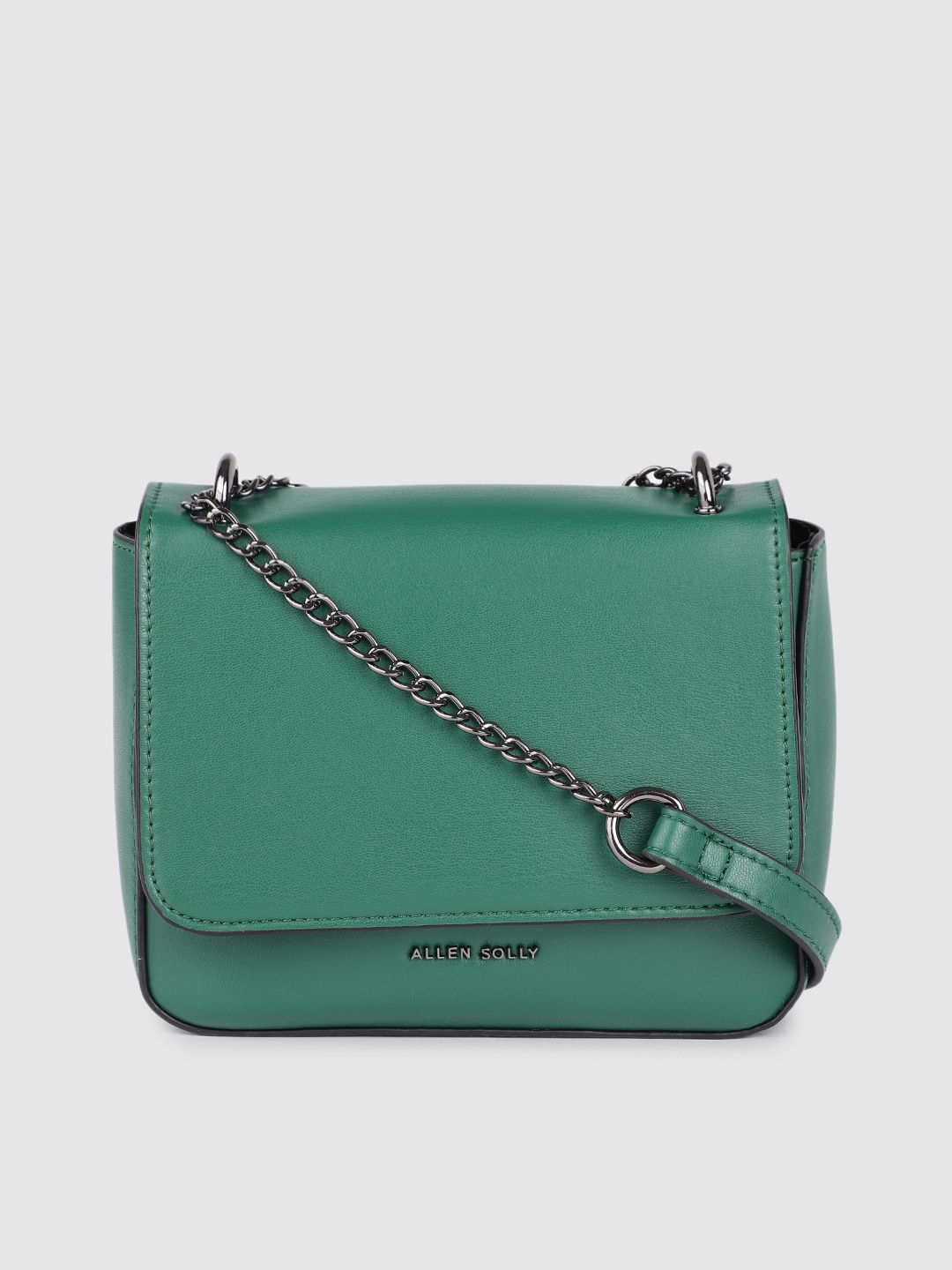 

Allen Solly Teal Green Solid PU Regular Structured Sling Bag