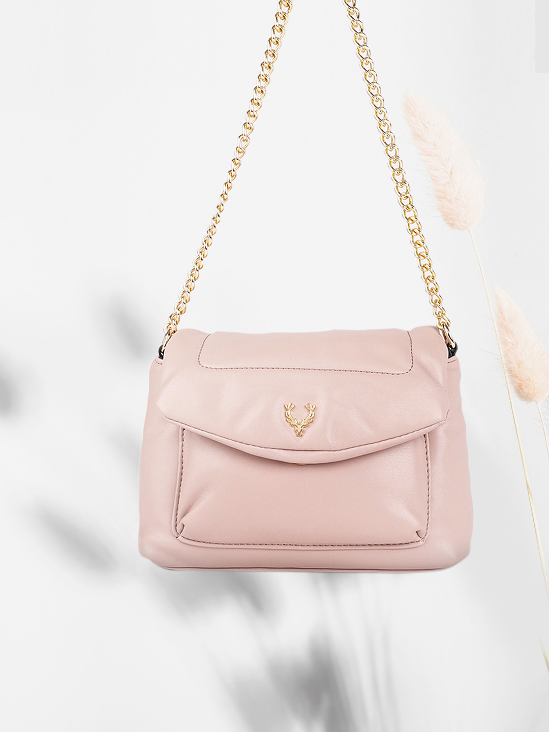 

Allen Solly Nude Pink Structured Handheld Bag