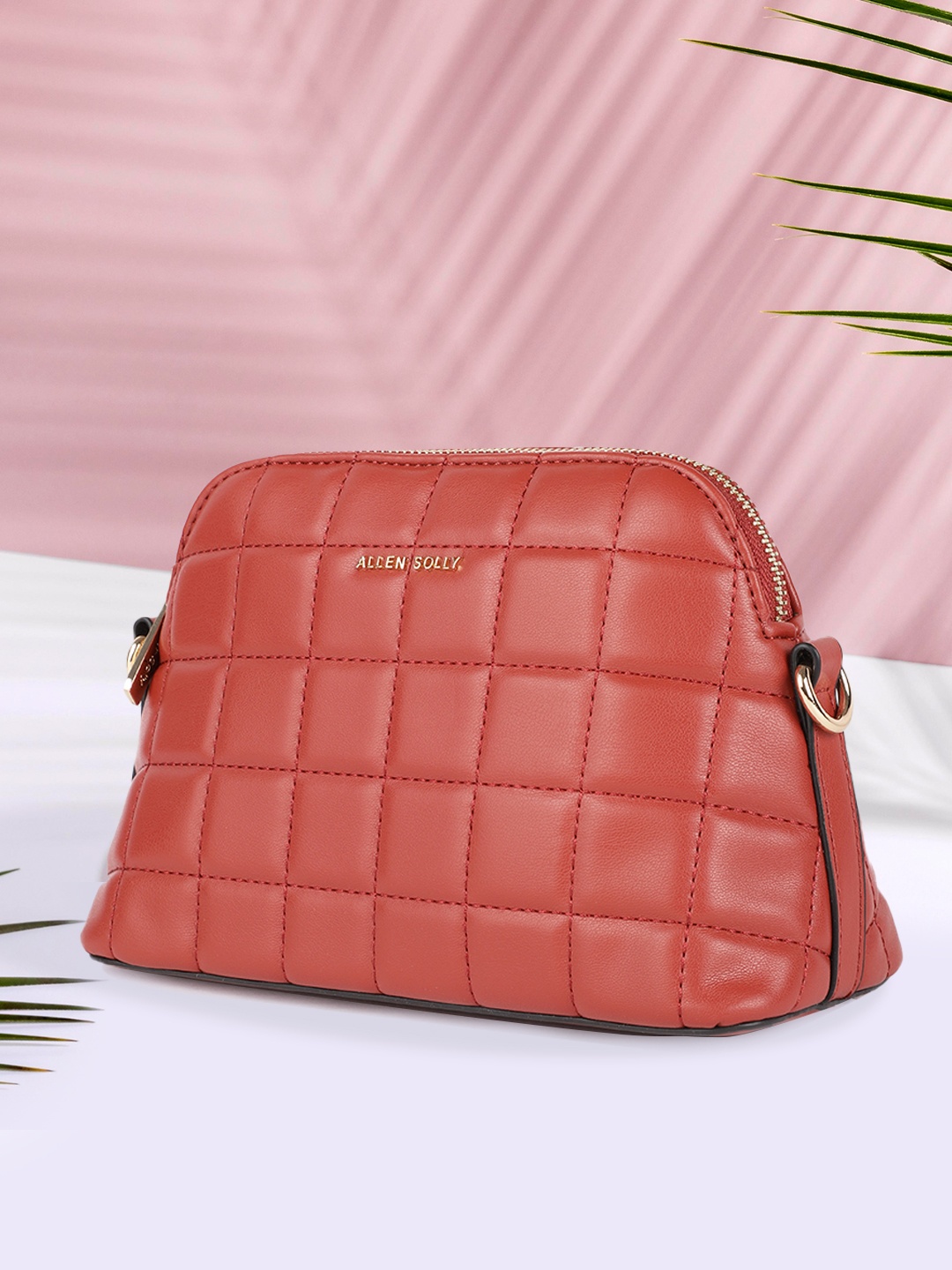 

Allen Solly Rust Red Quilted Sling Bag