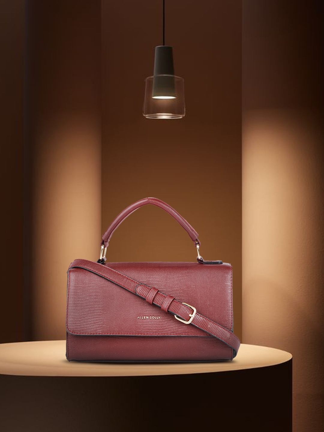 

Allen Solly Burgundy Textured Structured Satchel