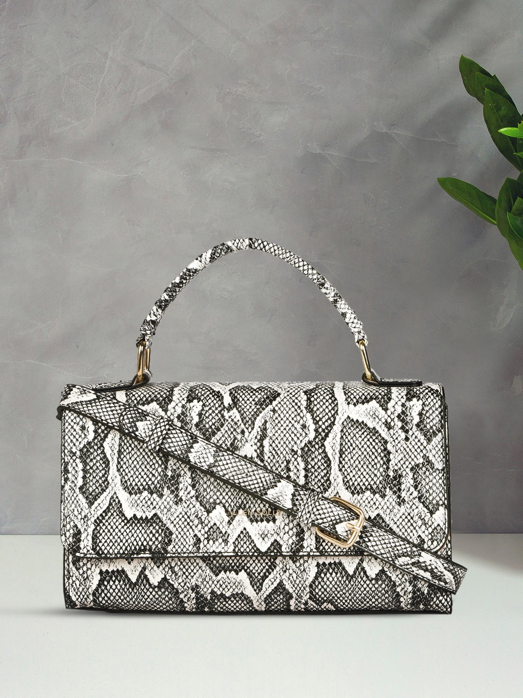 

Allen Solly White & Black Textured Satchel